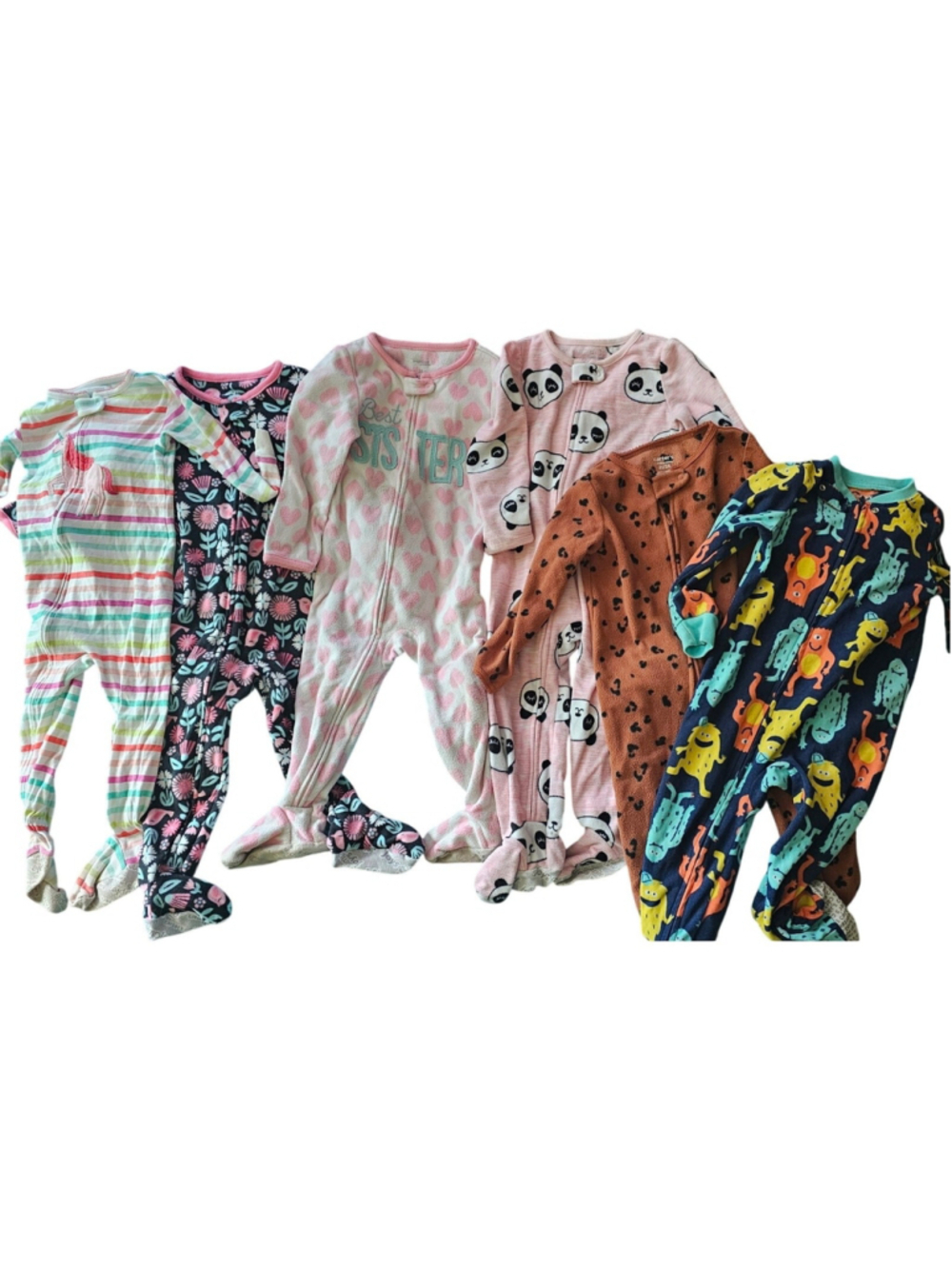 Carters lot of 6 2T 24 months footies slip resistant zip ups warm winter fleece